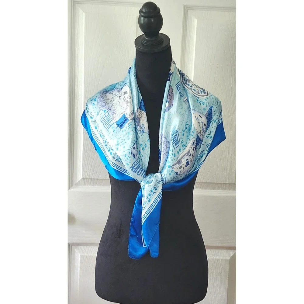 Blue and White Print Scarf